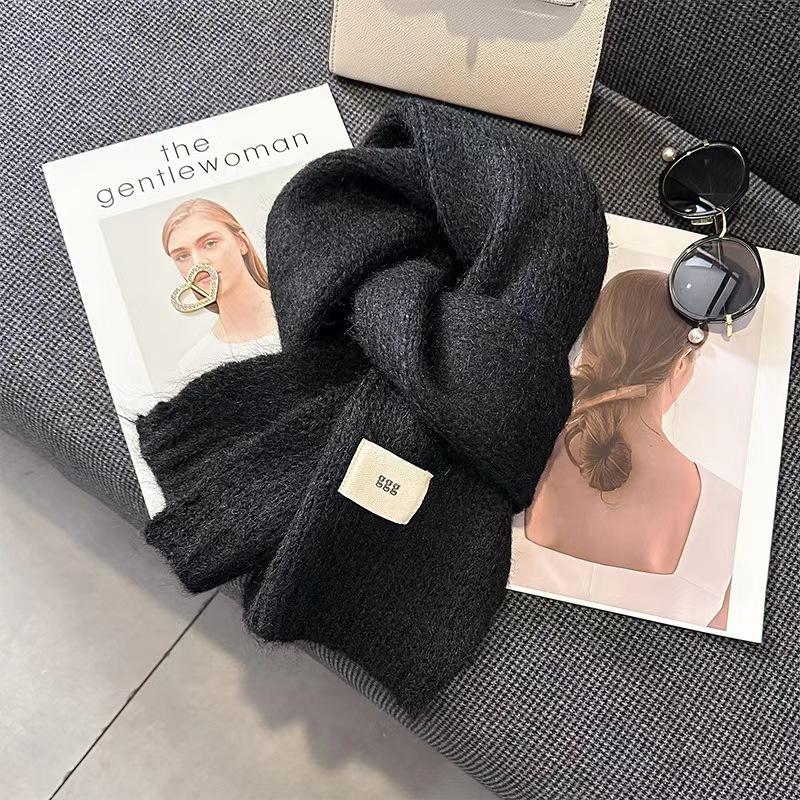 Solid Color Winter Knitted Scarf Unisex Neck Shawl Wraps Warm Windproof Women Men Korean Fashion Versatile Outdoor Long Scarfs