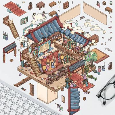 Various Cartoon Miniature World Landscape Stickers 3D Miniature World Decompression DIY Scene Manual