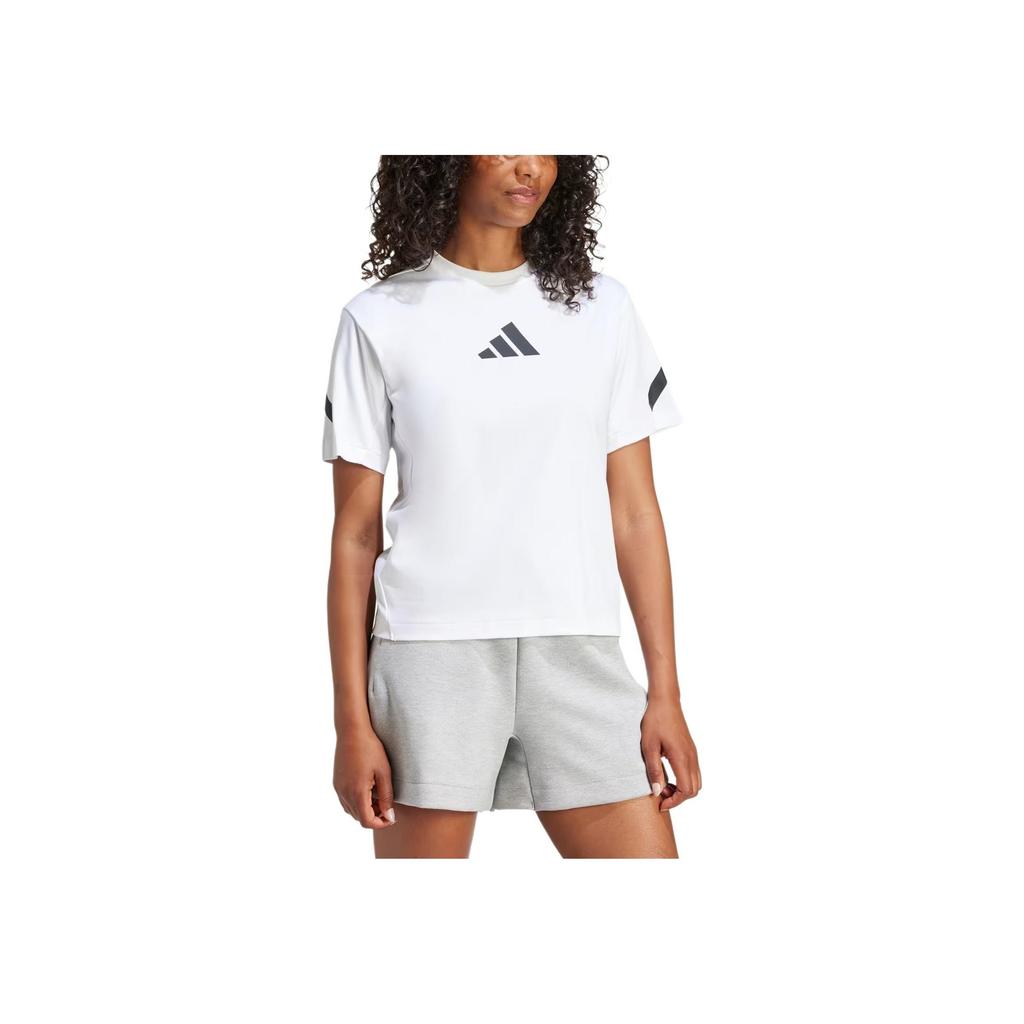 Adidas Z.N.E. Crew Neck Pullover Short Sleeve T-Shirt Women Tops White JE7857