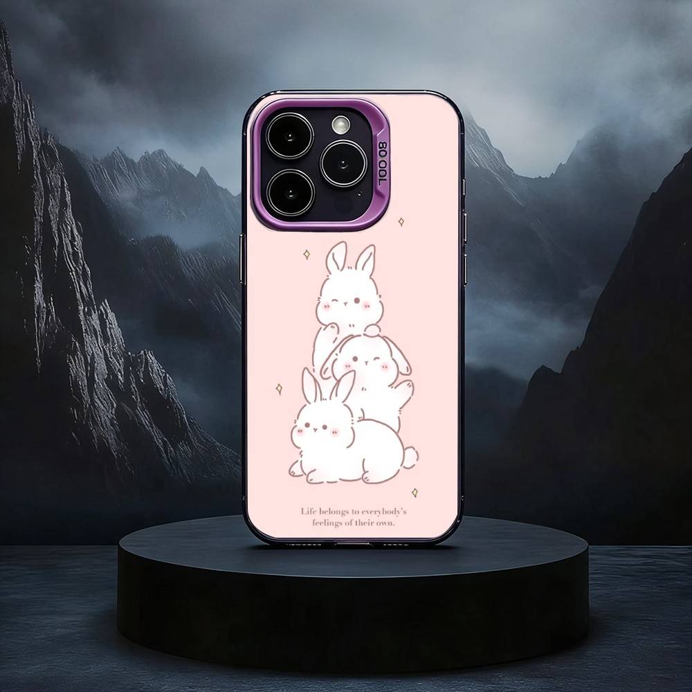 C-Cute R-Rabbit Phone Case For iPhone17,16,15,14,13,12,11 Plus,Pro Max Black Candy silver phone case