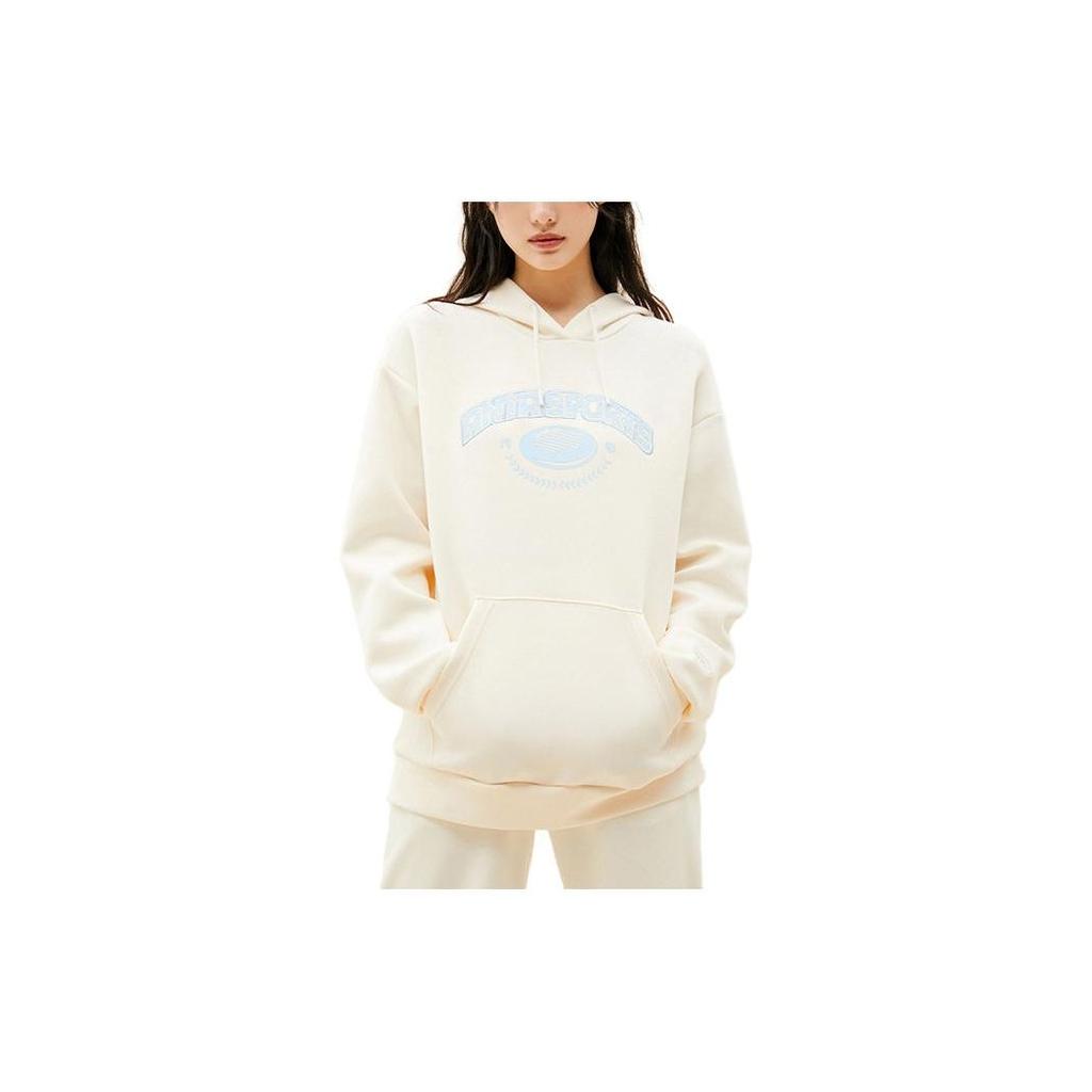 Anta Lifestyle Series Lettered Hooded Pullover Sweatshirt Women Sweatshirt Corn-White 162318758-1