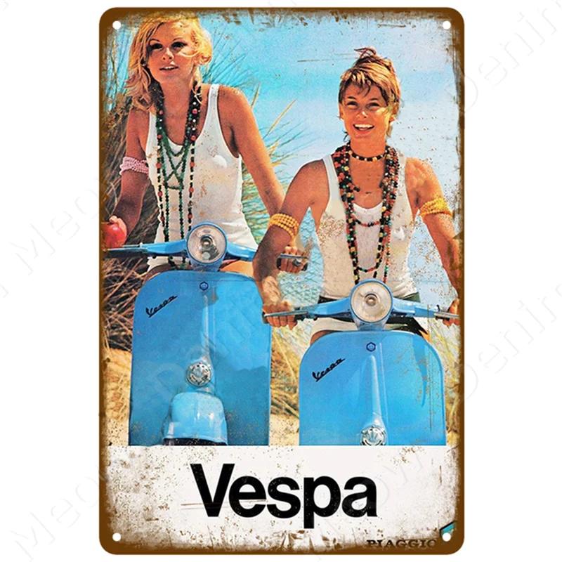 Vespa Parking Only Vintage Metal Tin Sign Home Cafe Garage Motorcycle Billboard Wall Art Poster Plate Club Decoration ZSS81