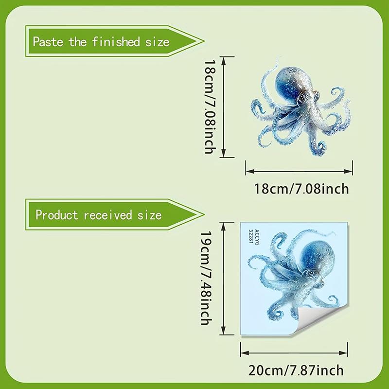Blauwe Cartoon Octopus Toiletsticker Waterdicht Lichtgevend in het Donker Zelfklevend Verwijderbaar voor Badkamer Grappige Decoratie Ideeën