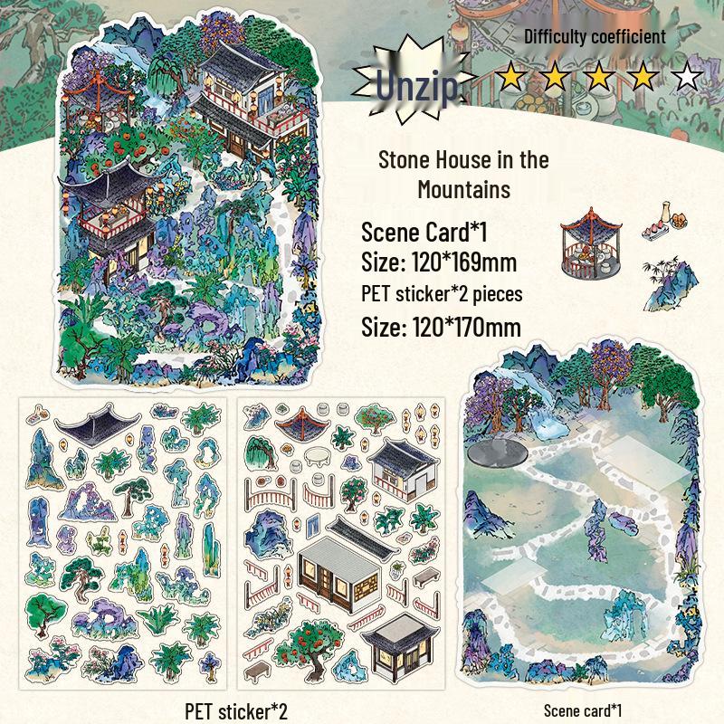 Infeel.Me My Little House 3D Scenery Stickers - Miniature Two-Layer Quiet Book Series