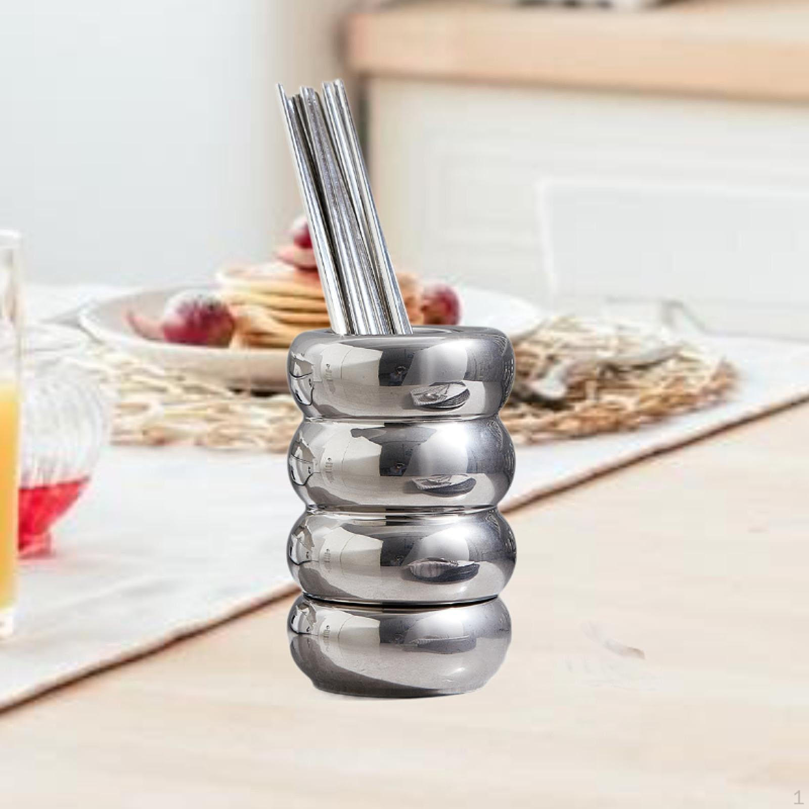 

Бамбуковый держатель для палочек для еды с поддоном для сбора капель, органайзер для кухонных принадлежностей серебряный