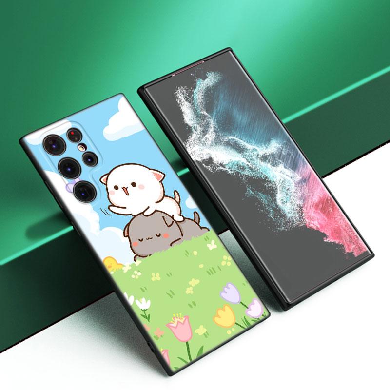 Lustige Cartoon Katze Schwarze Silikon Handyhülle Für Samsung Galaxy S23 S21 S20 FE S24 S22 Ultra S10E S10 S9 S8 Plus