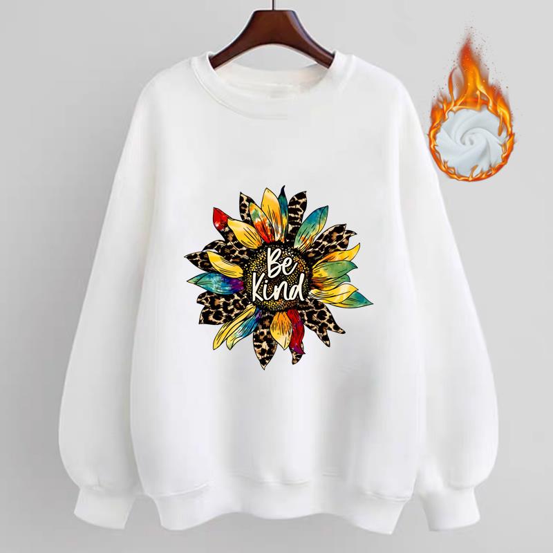 

(Азиатский размер) Женский принт с леопардовым цветком, тренд 90-х годов, повседневные теплые пуловеры, осень-осень-зима, женская весенняя флисовая одежда, модные толстовки с рисунком