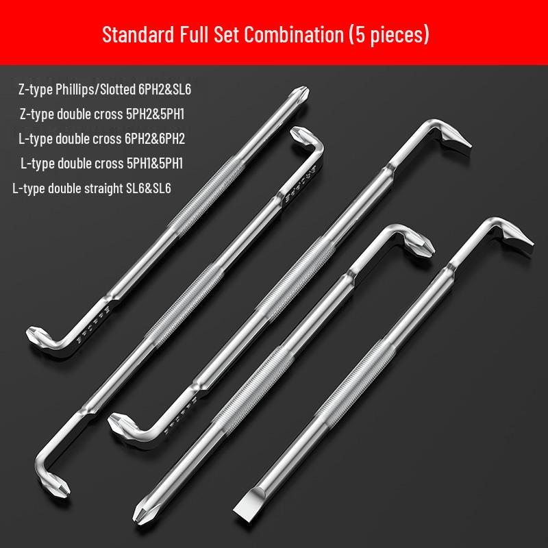 Z- & L-shaped Right Angle Wrench: Dual-Use Phillips, Slotted, Hex, Torx Screwdriver Set