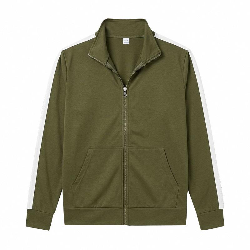 Mens Loose Fit Zip Up Stand Collar Sport Jacket