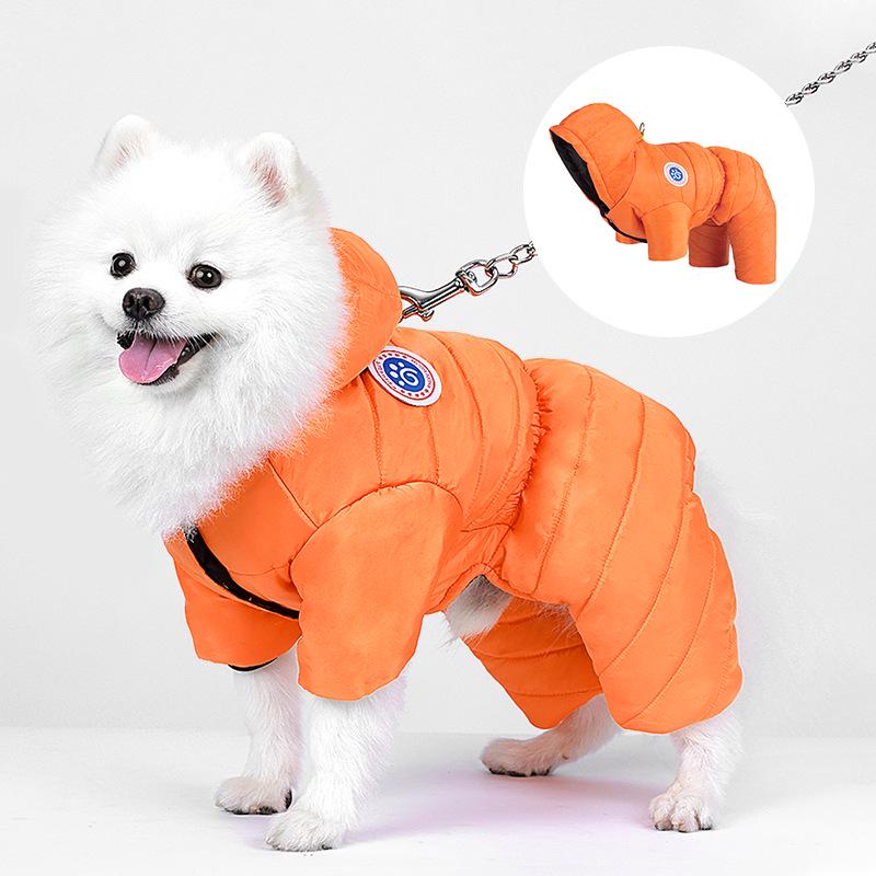 Warm Waterproof Four-Legged Cotton Coat for Small Dogs - Autumn/Winter Style for Teddy, Bichon, and Pomeranian
