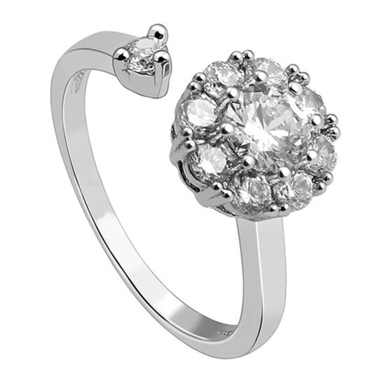 

Женское кольцо с кубическим цирконием, открытое вращающееся кольцо на палец, вечерние ювелирные аксессуары, подарок серебряный