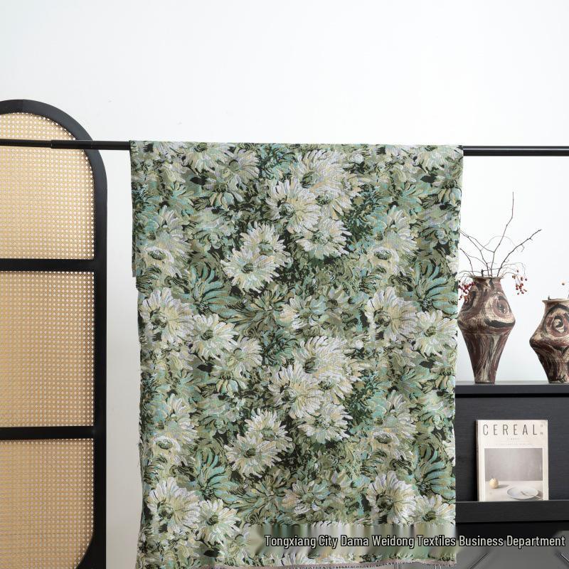 

Плотная жаккардовая ткань, окрашенная пряжей, в стиле масляной живописи Моне, для дивана, скатерти, подушек, одежды, сумок и верха обуви Width 1.48 meters зелёный