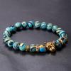 Festive Gifts Black Matte Onyx Tiger Eye And Gold Lion Head Beaded Bracelet Bold Fashion Jewelry For Men Daily Wear Simple Versatile Accessory