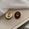 20 Retro Oil-Set Gemstone Contrasting Earrings Versatile Cold Hong Kong Style Colored Studs
