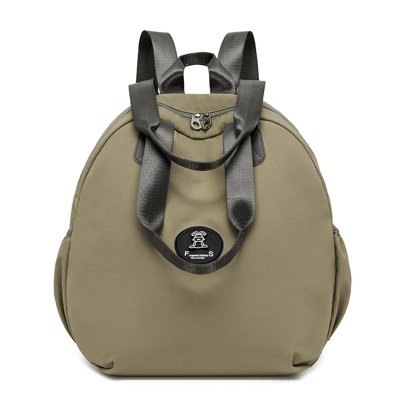 Women's Backpack Round Bag Large Capacity Travel Bag Solid Color Student Schoolbag