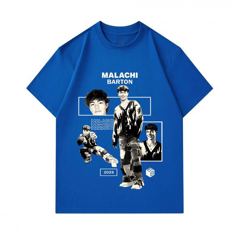 T-shirt Homme 100% Coton Col Rond Manches Courtes, Malachi Barton Rétro Vintage Impression Graphique Décontracté Confortable Quotidien pour 2025 Mode de Rue L
