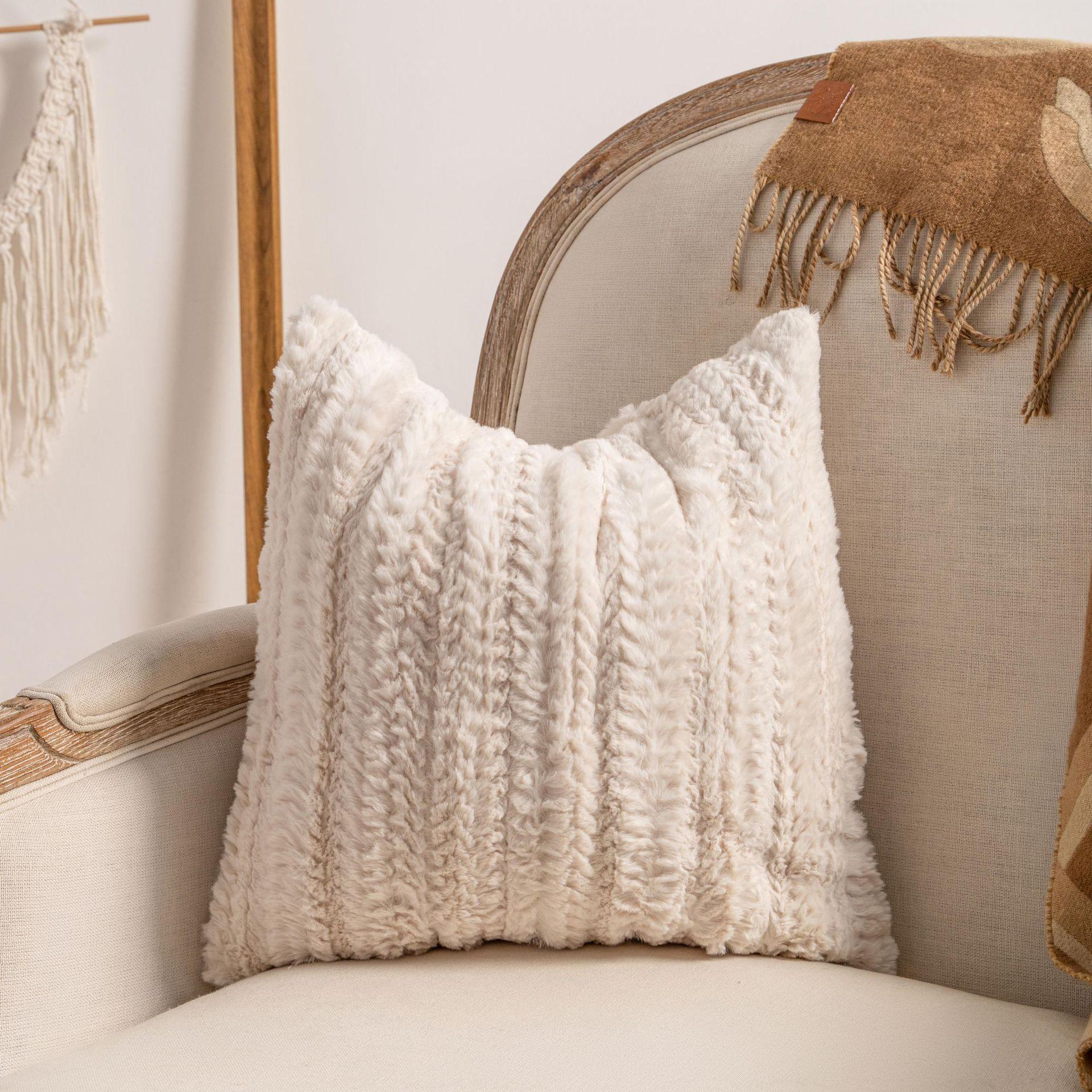 

Pure Color Geometric Pattern Cushion Cover Knitted Fringe Luxury Minimalist Hotel Durable Comfortable Light Luxury Accessories 45X45cm