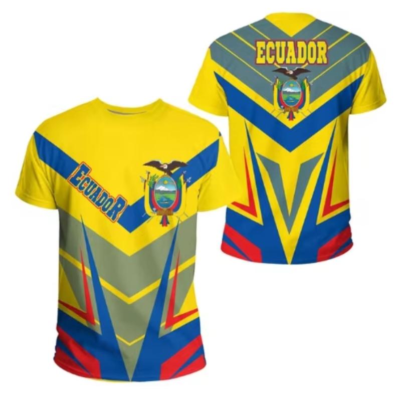 Ecuador Flag 3D Printed T-Shirt Men's Sportswear T-Shirt Round Neck Short Sleeve Summer Casual Street Loose T-Shirt