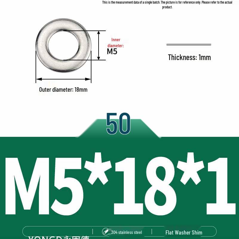 304 Stainless Steel Thickened Flat Washer / Ultra-thin Metal Gasket, Sizes M1.6-M10