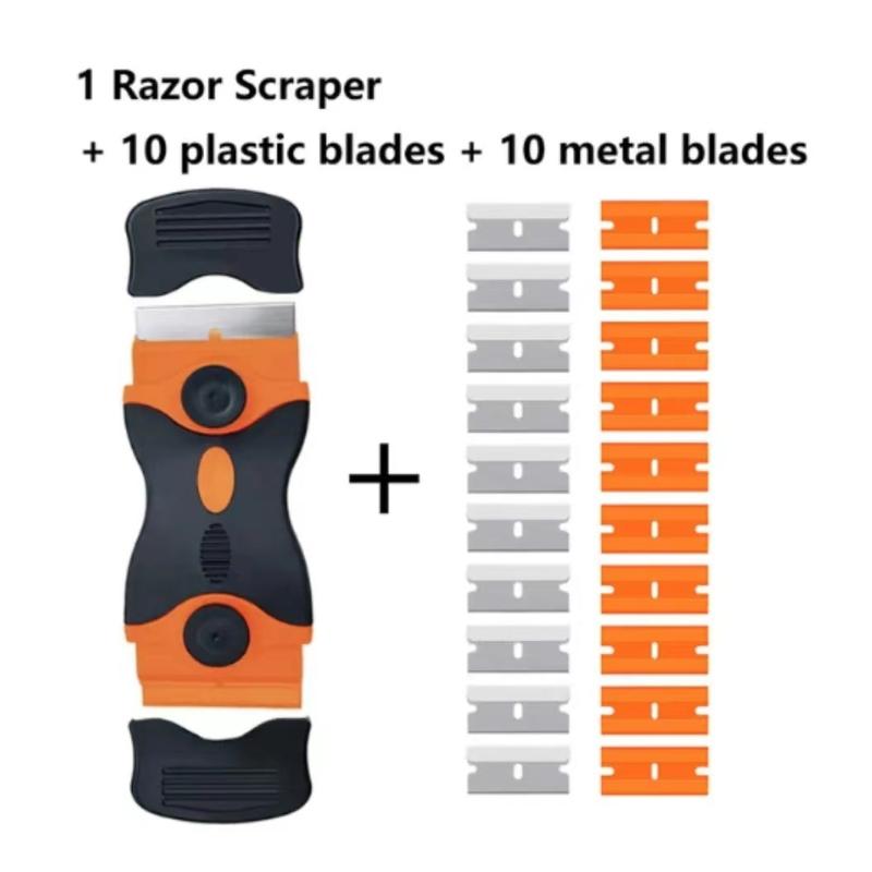 

Инструмент-скребок для лезвий, двусторонний скребок для стекла с металлическими и пластиковыми лезвиями, многоцелевой скребок для удаления наклеек и декалей A
