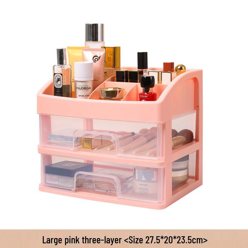 Large Capacity Desktop Cosmetic Storage Box with Drawers for Dorms