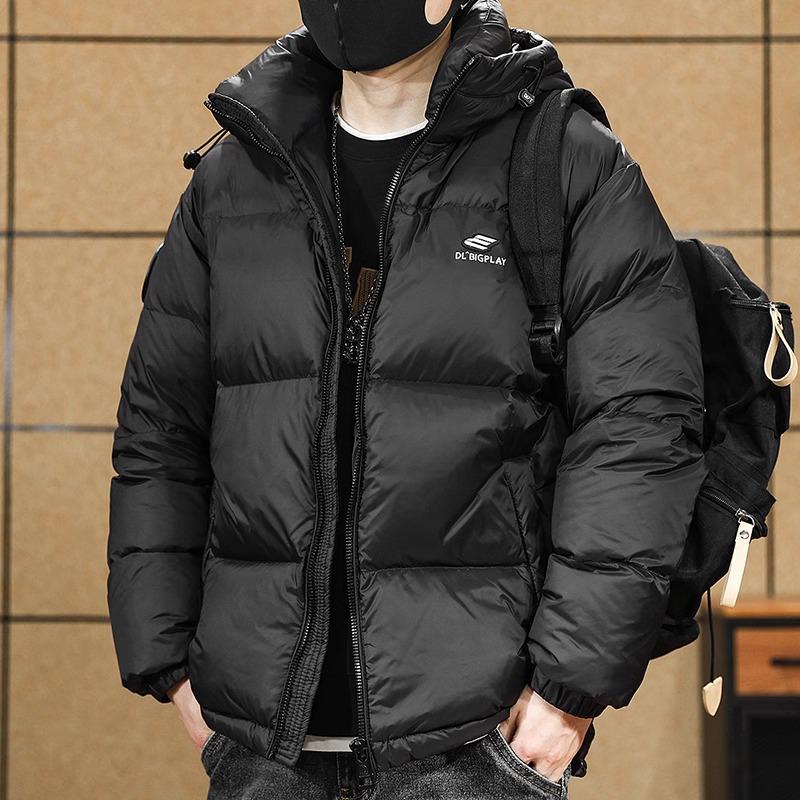 Men's 90% Grey Duck Down Hooded Puffer Jacket - New Winter/Autumn Style