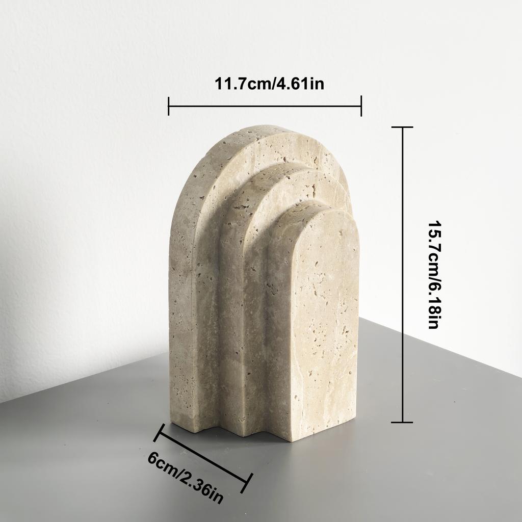 Telazzo Custom Traditional Modern Art Deco Handmade Travertine Stone Bookends Irregular Shape Single-piece Package Birthday