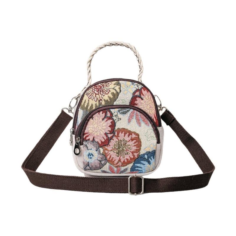 Embroidered Bag, Women's Retro Ethnic Style Bag, Hand-held Crossbody Large Capacity Small Bag, Travel Single-shoulder Bag