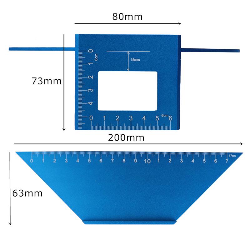 Aluminum Alloy Multifunctional Woodworking Angle Ruler - High Precision 45°/90° Scriber and Marking Gauge
