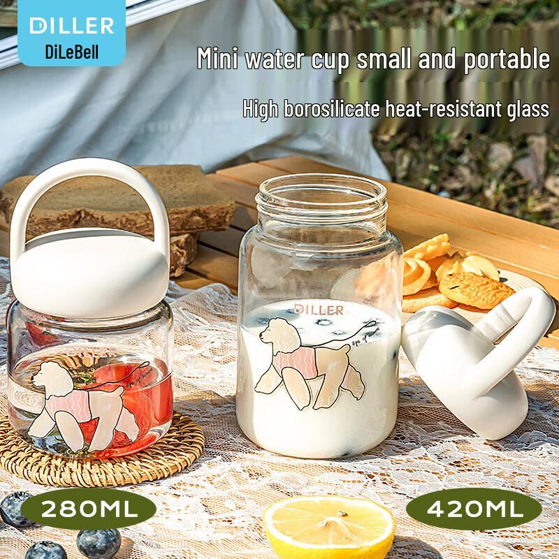 Dilebell Portable Heat-Resistant Glass Water Bottle