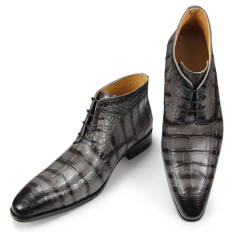 Fashion Business Fashion Men's Ankle Boots Autumn Luxury High Grade Printing Design Business Dress Shoe Genuine Leather Zipper Man Boot