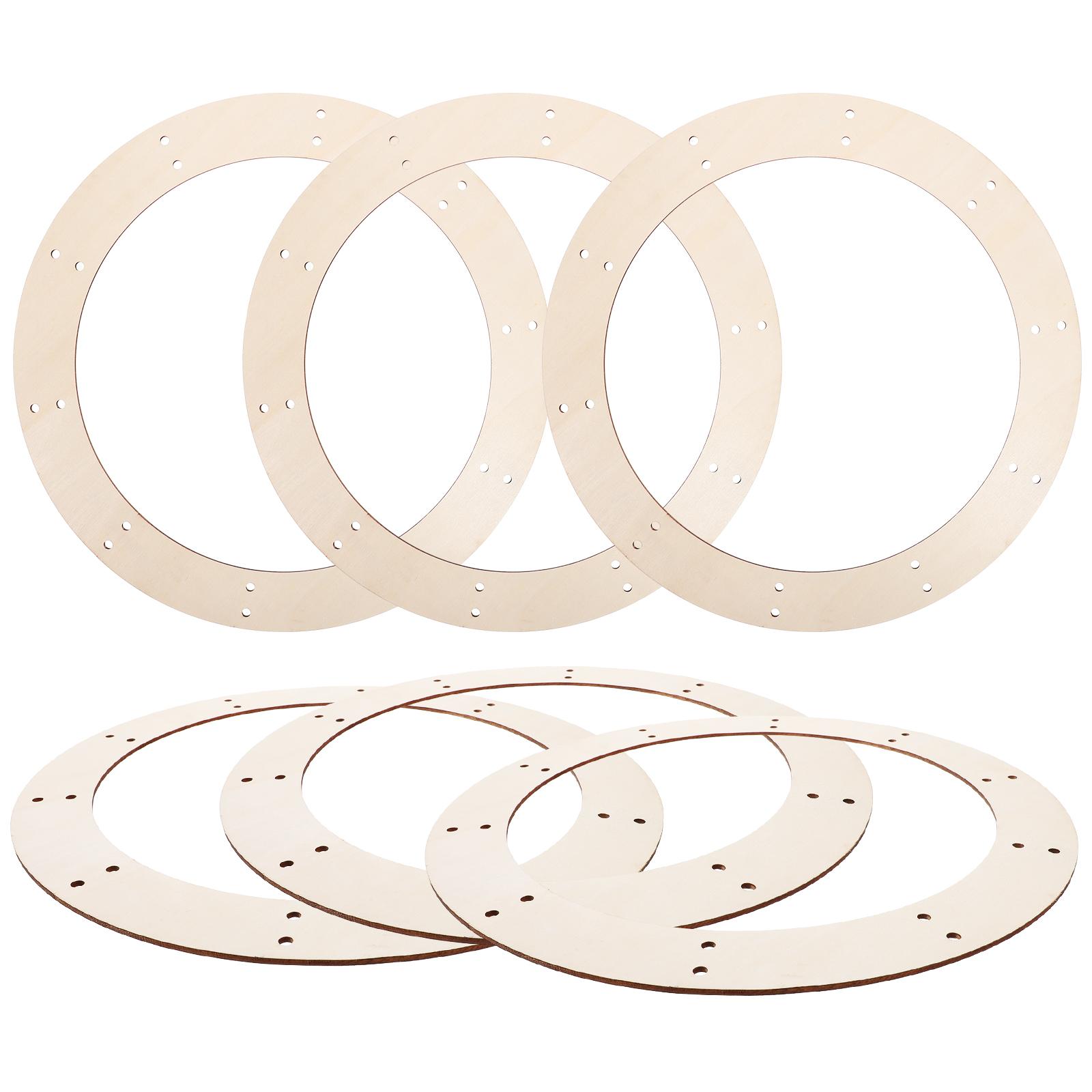 6Pcs Round Wooden Wreath Frames DIY Wood Rings for Crafts Flower Garland Making Party Decoration Wreath Frame Large beige