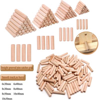 50pcs Woodworking Doweling Jig Kit Round Grooved Fluted Wooden Plug Wood Dowel Pins Rod Drilling Guide Locator Tool