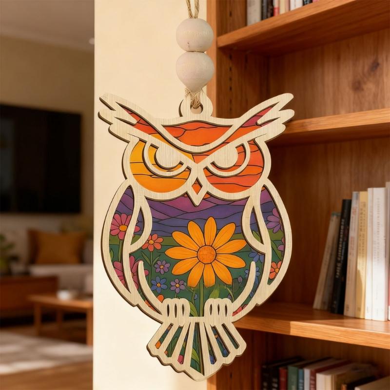 Elegant Owl Design Suncatchers with Story Card Door Window Decoration Perfect Gift for Special Event Outdoor Indoor