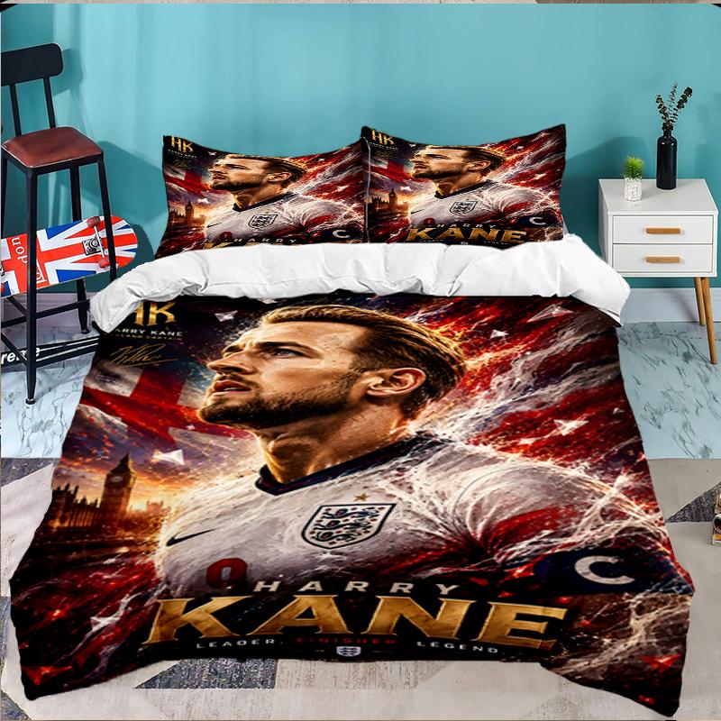 3PCS Football Player Kane Bedding set,Ideal for1pc Duvet Cover And 2pcs Pillowcases Perfect for Christmas gift,Ideal for Bedroom, Dormitory
