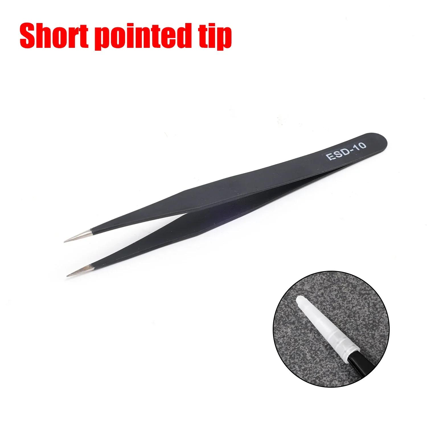 

Anti Static Curved Tweezers ESD Safe Stainless Steel Bent Tip for SMT Component PCB Rework Watch and Mobile Phone Repair Tools