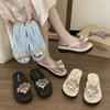 Bottom Flat 25 New Comfortable Thick Slippers Solid Color Female Summer Internet Celebrity Non-slip 100-character and Waterproof Take Pictures Sup