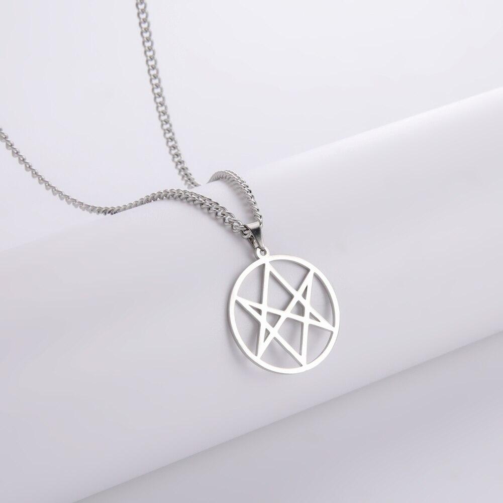 Vintage Thelema Unicursal Hexagramm Symbol Anhänger Halskette Edelstahl Emblem Amulett Talisman Crowley Zeichen Schmuck