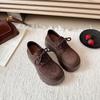 British Style Retro Lace-up Platform Loafers Women's Autumn 2025 New Small Versatile Frosted Leather Shoes