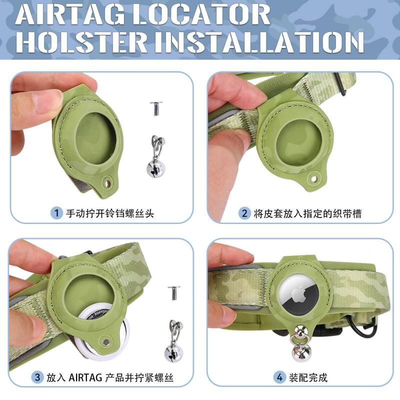 Nylon Dog Collar Airtag Tracker Pet Training Adjustable S M L XL