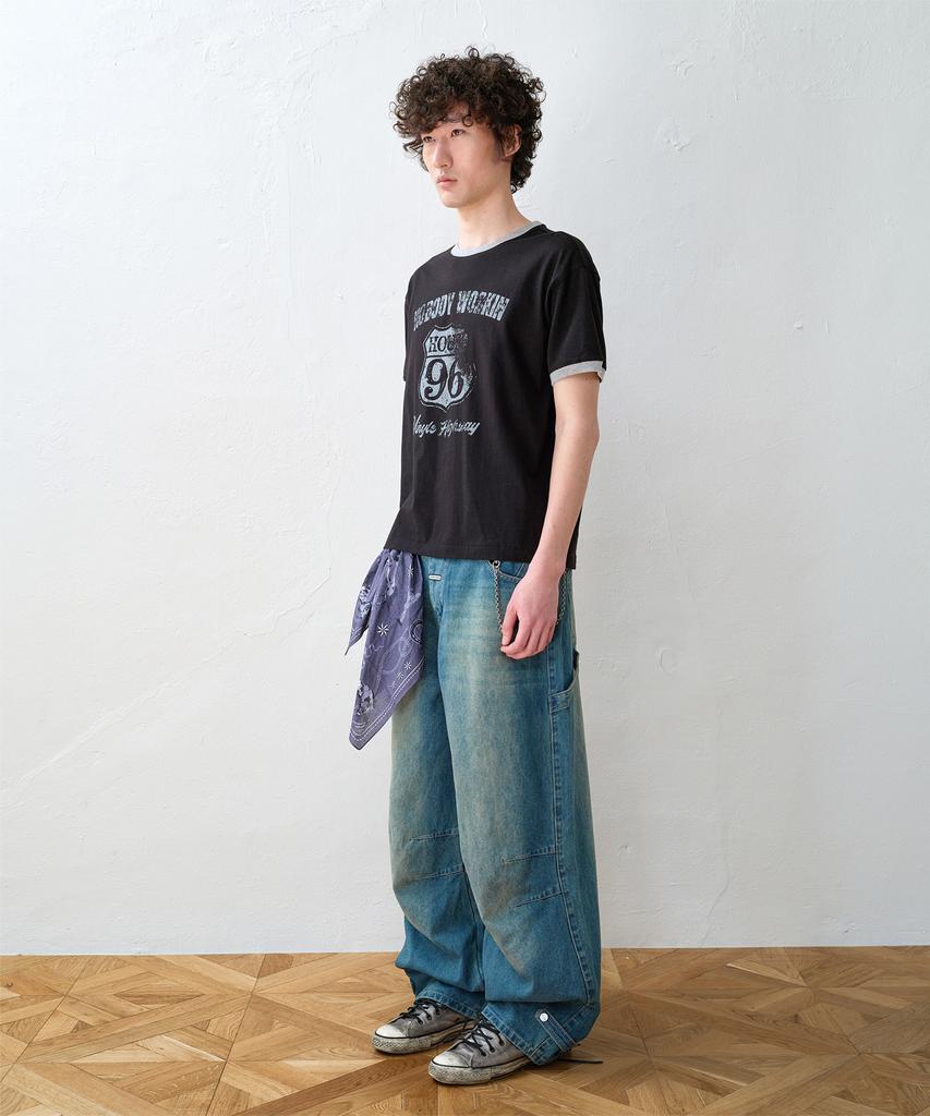 THEVINYLHOUSE Nobody Work Ringer Tee Black
