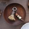 Tibetischer Regenbogen-Quasten-Anhänger Schlüsselanhänger Perlen Ethnischer Stil mit Natürlichem Holz Taschenanhänger Schuhdekoration mit