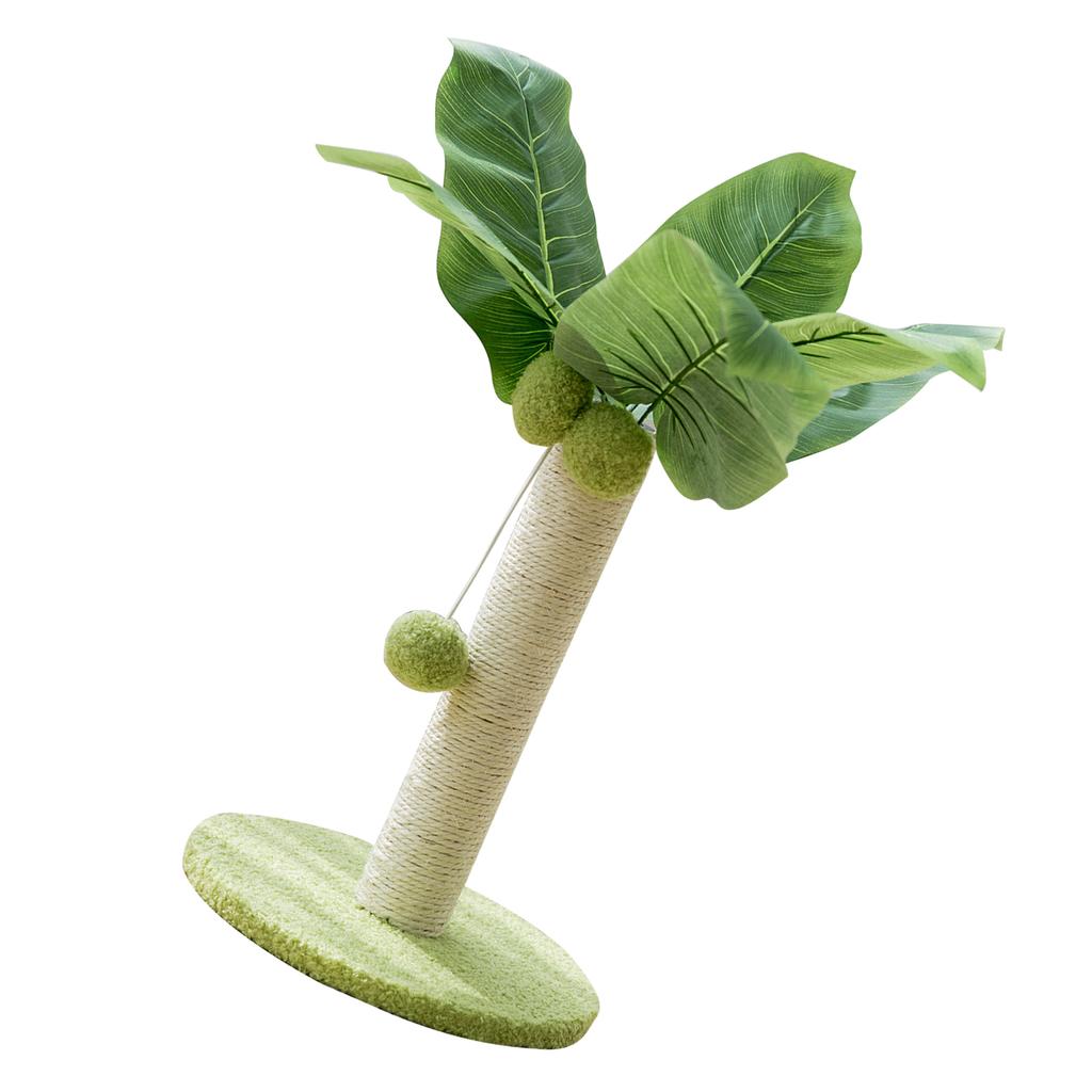 Cat Scratching Post 12.6in High 9.8in Base Hanging Balls Green Leaves Sisal Hemp Cat Scratcher for House Bedroom Indoor