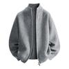 Men S Knitted Cardigan Stand Collar Loose Long Sleeve Solid Color