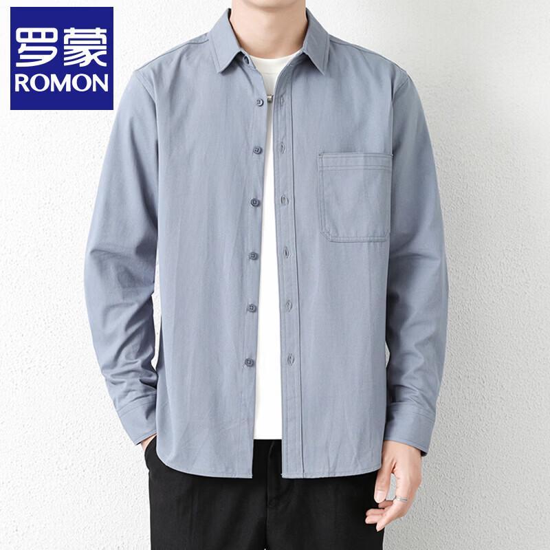 Romon Men s 100% Cotton Casual Long-Sleeve Shirt L