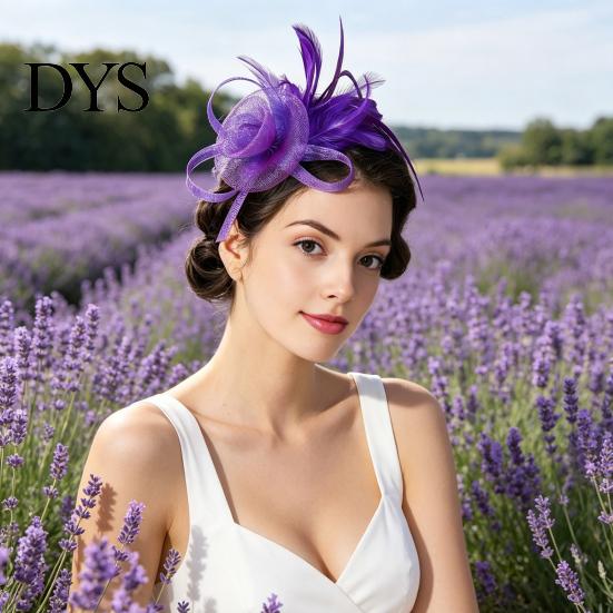 Leggera Fascia per Capelli con Piume Donna Fascia Floreale Retrò Rete con Piume Fascintor per Tea Party Accessorio Capelli per Feste Cocktail Comoda