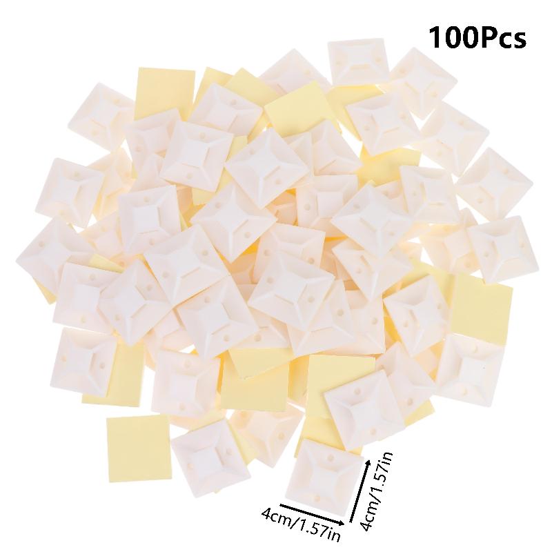 100Pcs Self Adhesive Cable Tie Holder Wire Fixing Base Strong Sticky Cable Tie Holder Organizer For Home Office Wire Storage