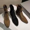 Fashion AIYUQI 2025 New Women's Short Boots Western Girls Pointed Toe Women Ankle Boots Large Size Lace-up Female Boots