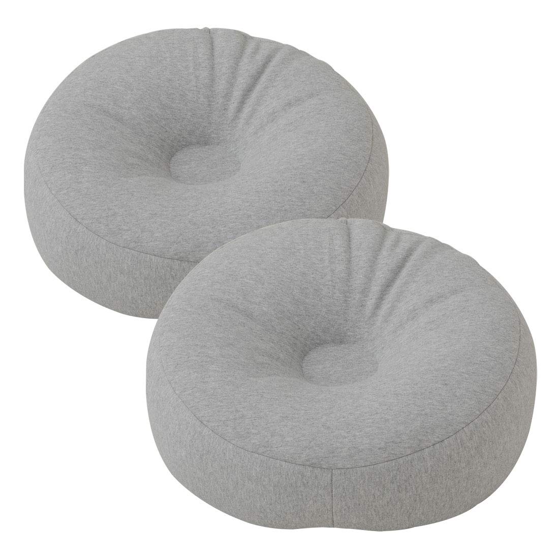 

Emoor Bead Cushions, Floor Cushions, Couch Cushions, Light Gray, Set of 2, Made in Japan, Compact, Single-Seater