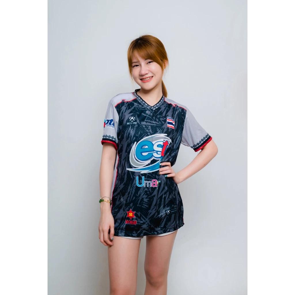 THAILAND National Volleyball Men Training JERSEY CHEER Fan Print Quick Dry V Neck Shirt Short Sleeve Uniform Thailand Logo Unisex Sport Indoor